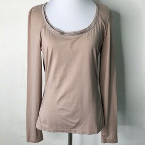 Walford Womens Nude Long Sleeve Stretch T Shirt Size Small